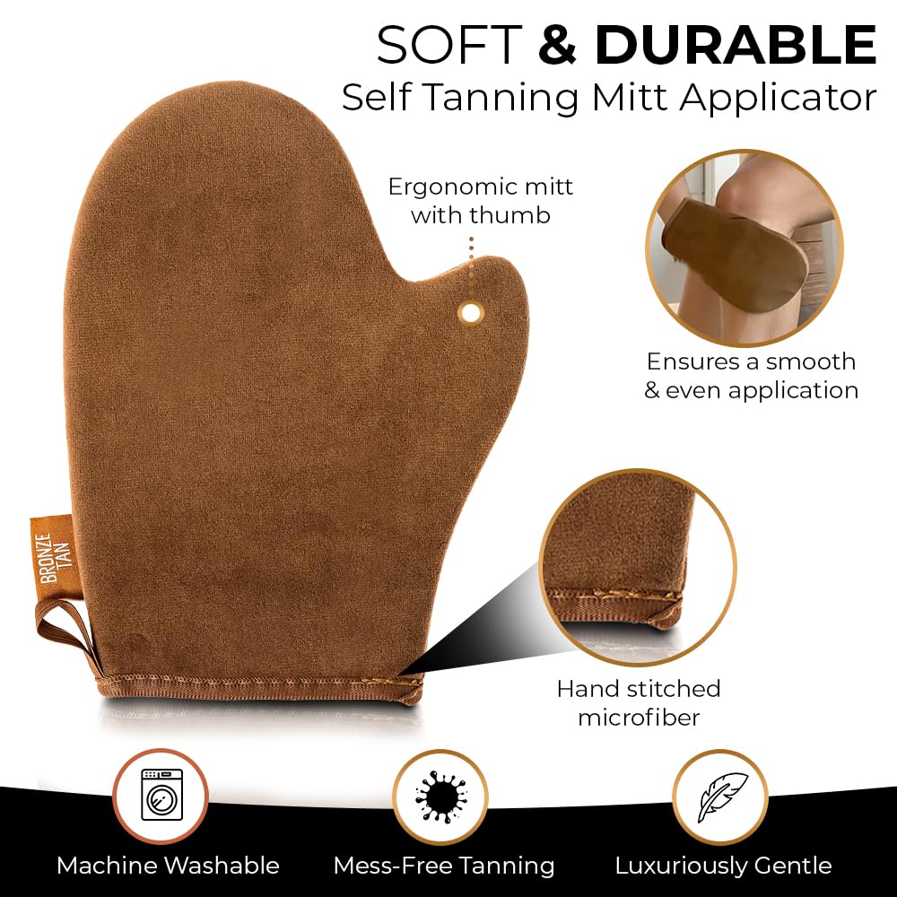 Self Tanning Mitt Applicator - Ultra Soft Thumb Design for Streak-Free Tan | Machine Washable & Reusable