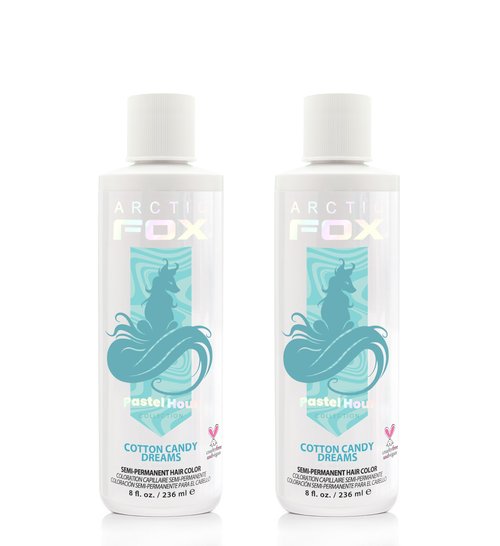 Arctic Fox Semi-Permanent Hair Dye, Vegan & Cruelty-Free, Pastel Blue, Ammonia-Free, Peroxide-Free, Conditioning Color, For Bleached Hair, Cotton Candy Dreams, 8 Fl Oz (Pack of 2)