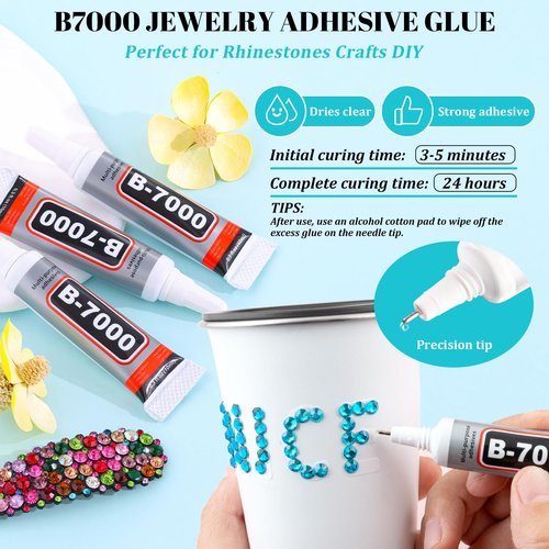 12100Pcs Resin Rhinestones for Crafting with 3Pcs 10ml B7000 Jewelry Glue, 2 Boxes Flatback Crystals Diomand (Indicolite) for Bedazzling Crafts DIY Nail Art Makeup，Non Hotfix Gems for Clothing Shoes