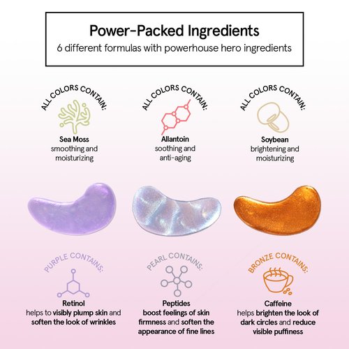 Grace & Stella Under Eye Mask Variety Pack - 18 Pairs of Gel Patches for Dark Circles - 6 Colors, Vegan