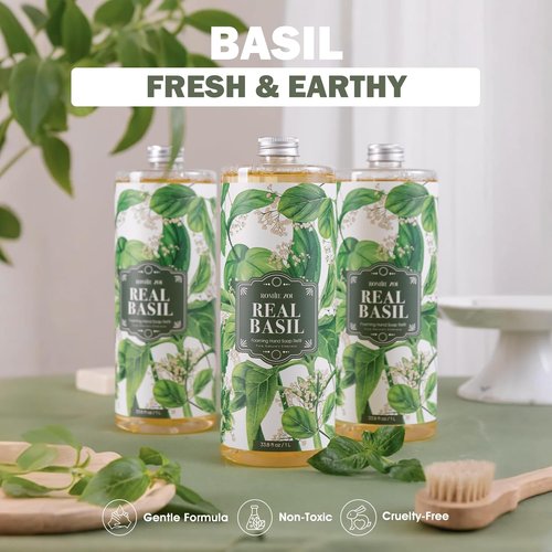 ROMIIE ZOI Basil Foaming Hand Soap Refill Gift Set - 3 Pack (33.8 Fl Oz Each) | Gentle, Moisturizing Plant-Based Formula for Home Use