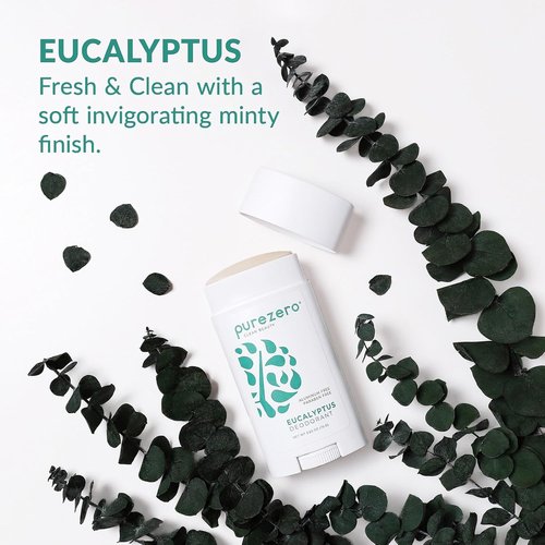 Purezero Deodorant - Eucalyptus Scent | Aluminum & Paraben Free | 24-Hour Odor Protection with Shea Butter & Coconut Oil (1 Pack)