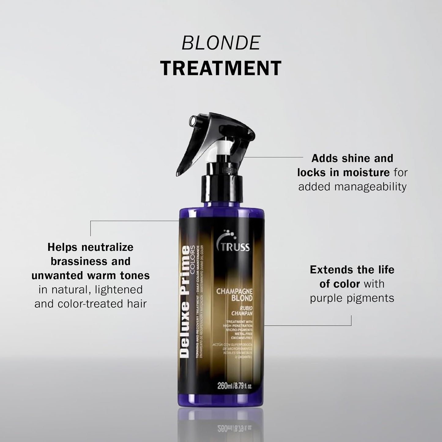 TRUSS Purple Hair Spray | Blonde Toner & Lightening Spray - Deluxe Prime Champagne Blonde (8.79 Oz)
