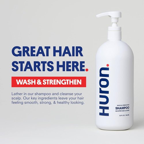 Huron Men's Fresh Scent Daily Shampoo - Nourishing Argan Oil Formula for Strong Hair | 32oz