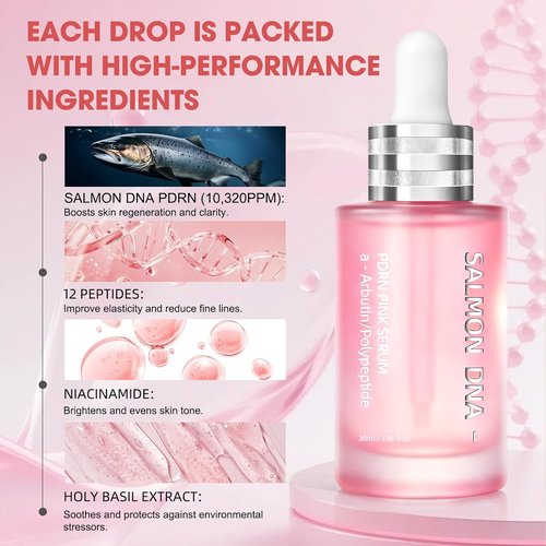 PDRN Pink Glow Serum - Hydrating Peptide & Niacinamide Formula for Firm, Bright Skin | 1.01 fl. Oz