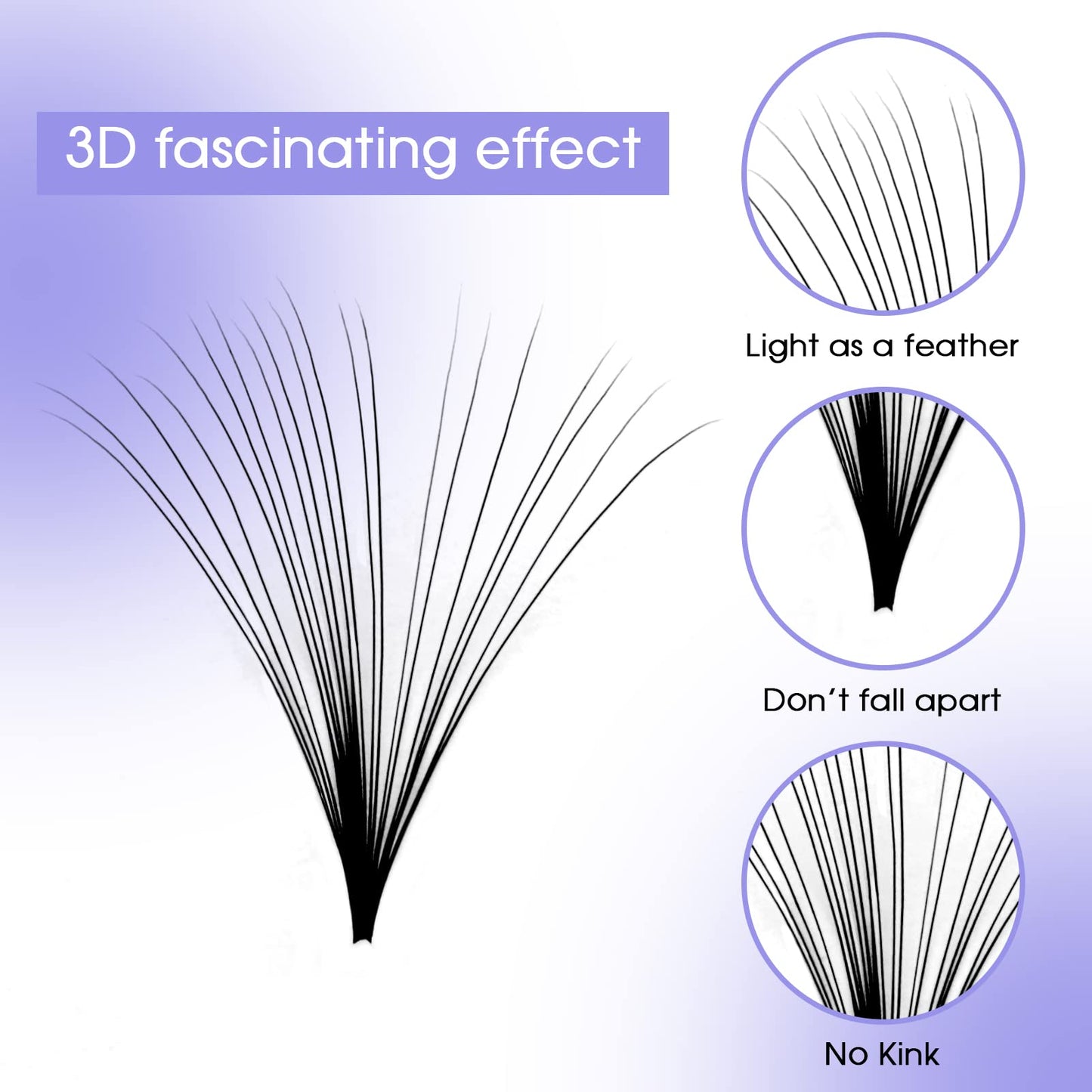 Easy Fan Lash Extensions C Curl Self Fanning Eyelash Extensions 0.07mm Volume Lash Extensions 3D-10D Optinal 11mm Length Eyelash Volume Extensions (0.07-C, 11mm)