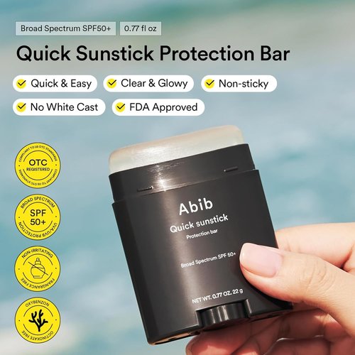 Abib Quick Sunstick SPF 50+ | Glowy Sunscreen Stick for Dry & Sensitive Skin, 0.77 oz / 22 g