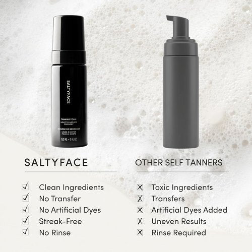 SALTYFACE Tanning Foam - Light to Medium Self Tanner for Body & Legs - Streak-Free, Oil-Free - 5 FL OZ (150 ML)