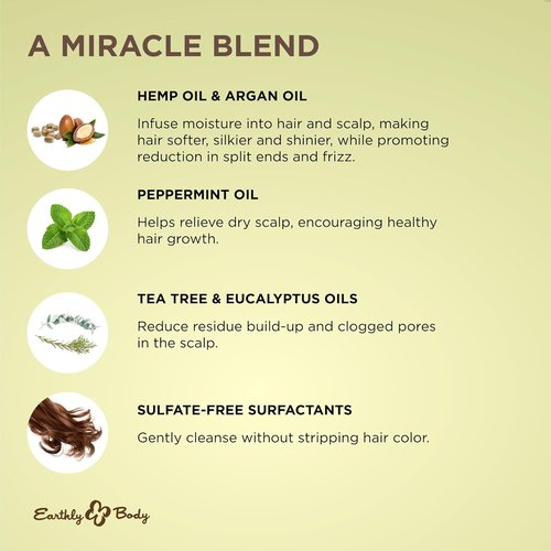 Earthly Body Miracle Oil Tea Tree Shampoo - Nourishing Formula for Healthy Hair | 16 Fl Oz