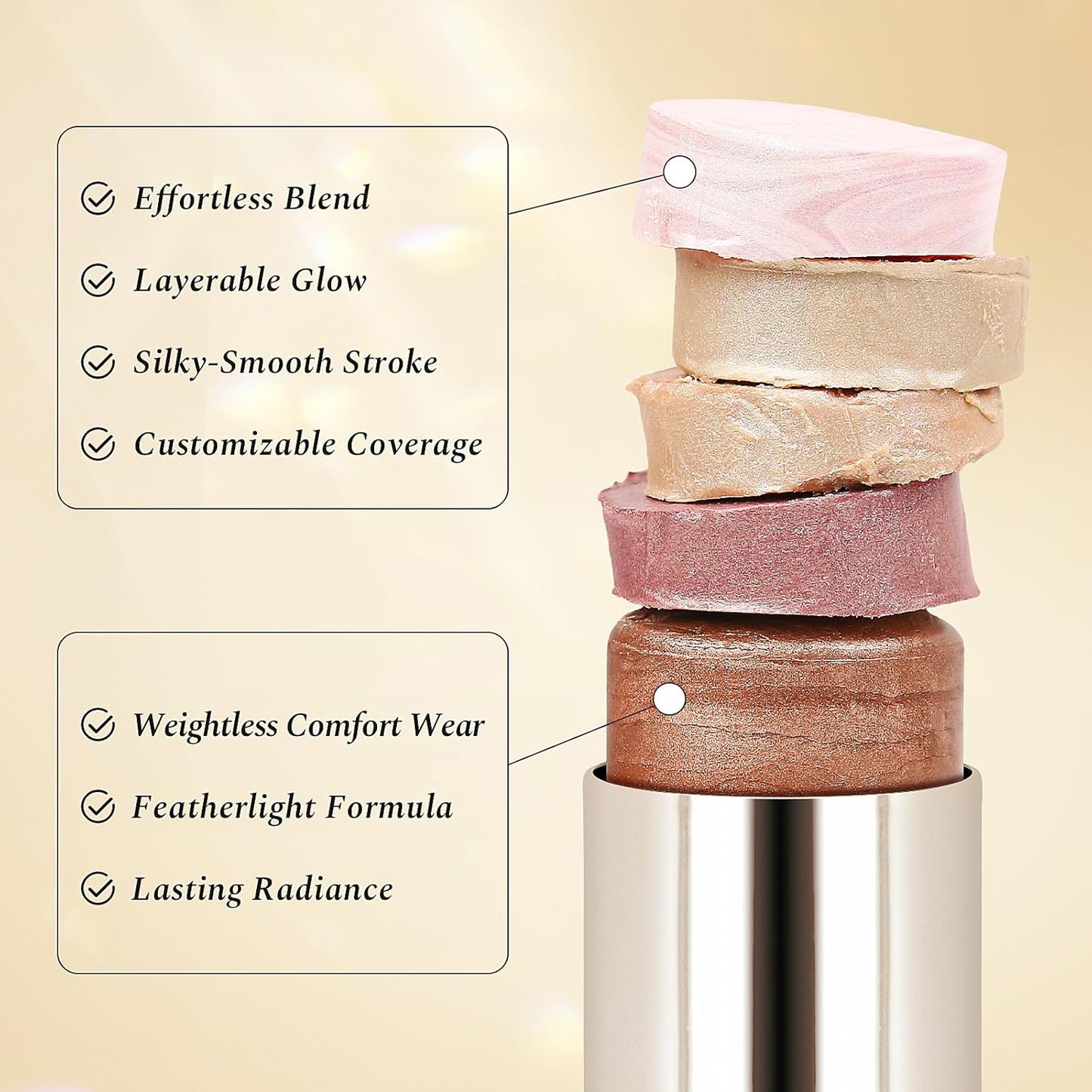 Skiennix Clear Dewy Marble Highlighter Stick - Buildable Glow for Face & Body | Vegan, 15g/0.53fl.Oz, Pink Silver