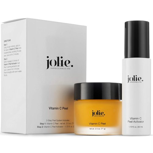 Jolie Professional Vitamin C Peel - Gentle Face Brightening & Illuminating Treatment System - 2 Step Kit
