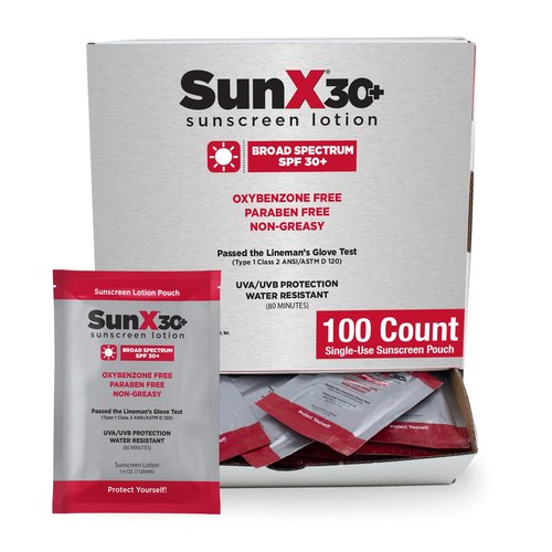 CoreTex Sun X SPF 30+ Sunscreen Packets - Travel Size Bulk Pack of 100 | Paraben & Oxybenzone Free, Water Resistant