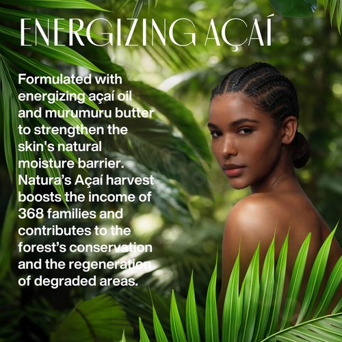 Natura Ekos Açaí Hand Cream - Fast-Absorbing Anti-Dullness Balm - Vegan Skin Moisturizer - 2.6oz (75g)