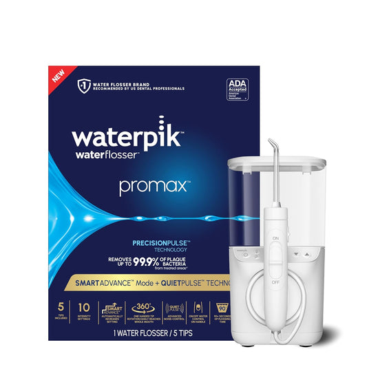 Waterpik Promax Water Flosser - SmartAdvance Mode for Gum Health & Teeth Cleaning | Compact Design, 10 Settings, 5 Tips