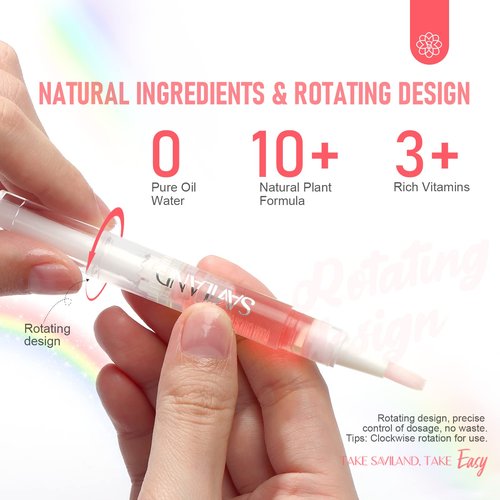SAVILAND Natural Cuticle Oil Pen:Revitalizing Cuticle Oil for Nails with Vitamin E Repaired Cuticles Overnight Cuticle Softener Nail Strengthener Protector for Damaged Skin Thin Nail