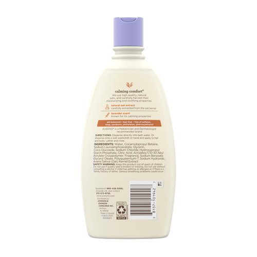 Aveeno Baby Nighttime Calming Comfort Bath, Body & Hair Wash with Relaxing Lavender & Vanilla Scents & Natural Oat Extract, Tear-Free Formula, Paraben-, Phthalate- & Soap-Free, 18 Fl. Oz