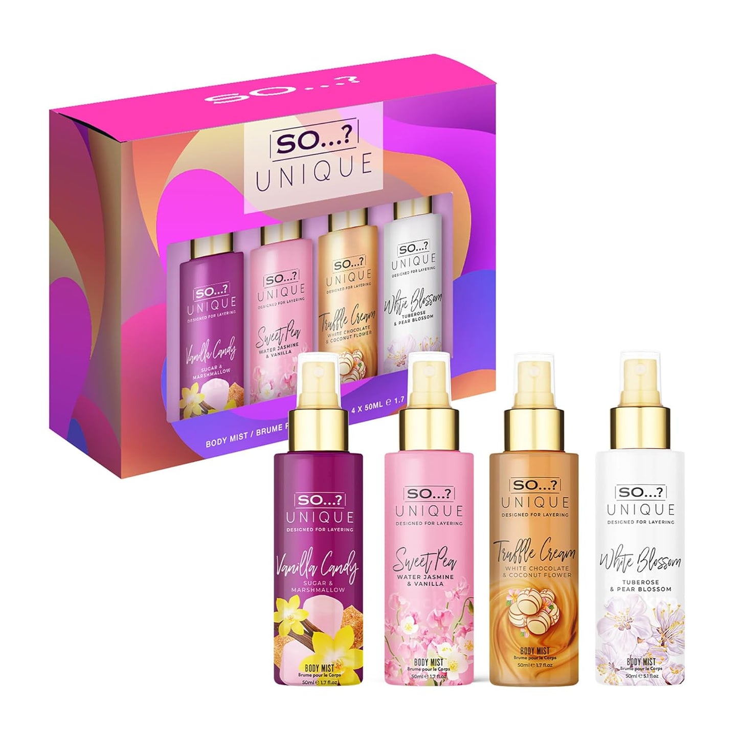 So…? Unique Body Mist Set - Vegan & Cruelty-Free Women's Perfume - Travel Size Gift Set | 4 Pieces