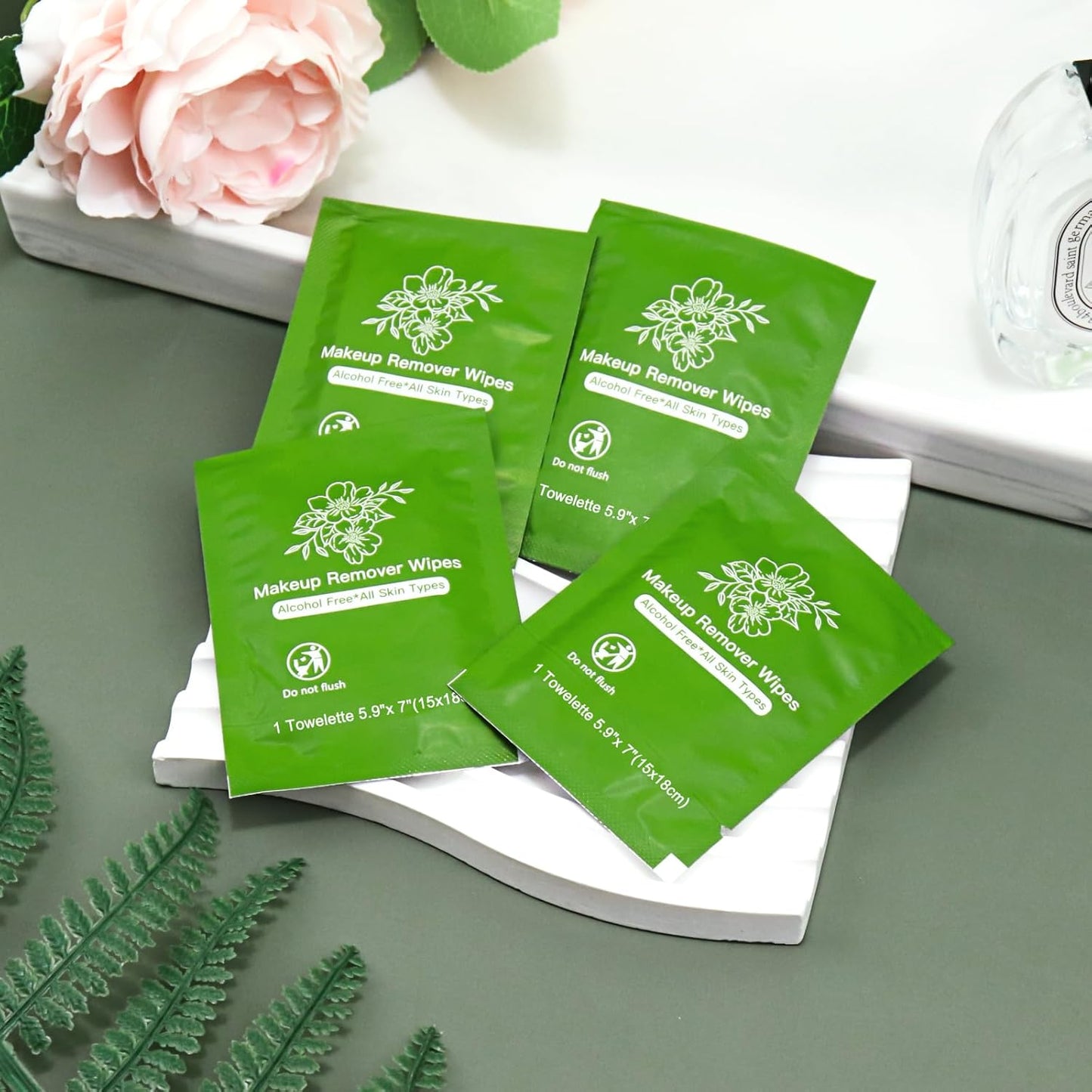 Skiennix Makeup Remover Wipes - Gentle Cleansing Individually Wrapped Travel Wipes | 100 Count