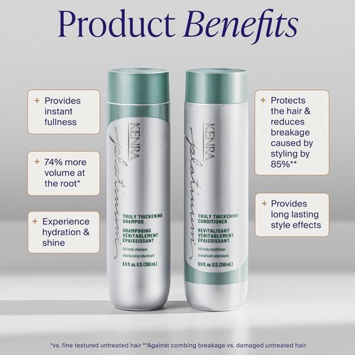 Kenra Platinum Truly Thickening Shampoo - Volumizing Formula for Fuller-Looking Hair | Lightweight & Sulfate-Free