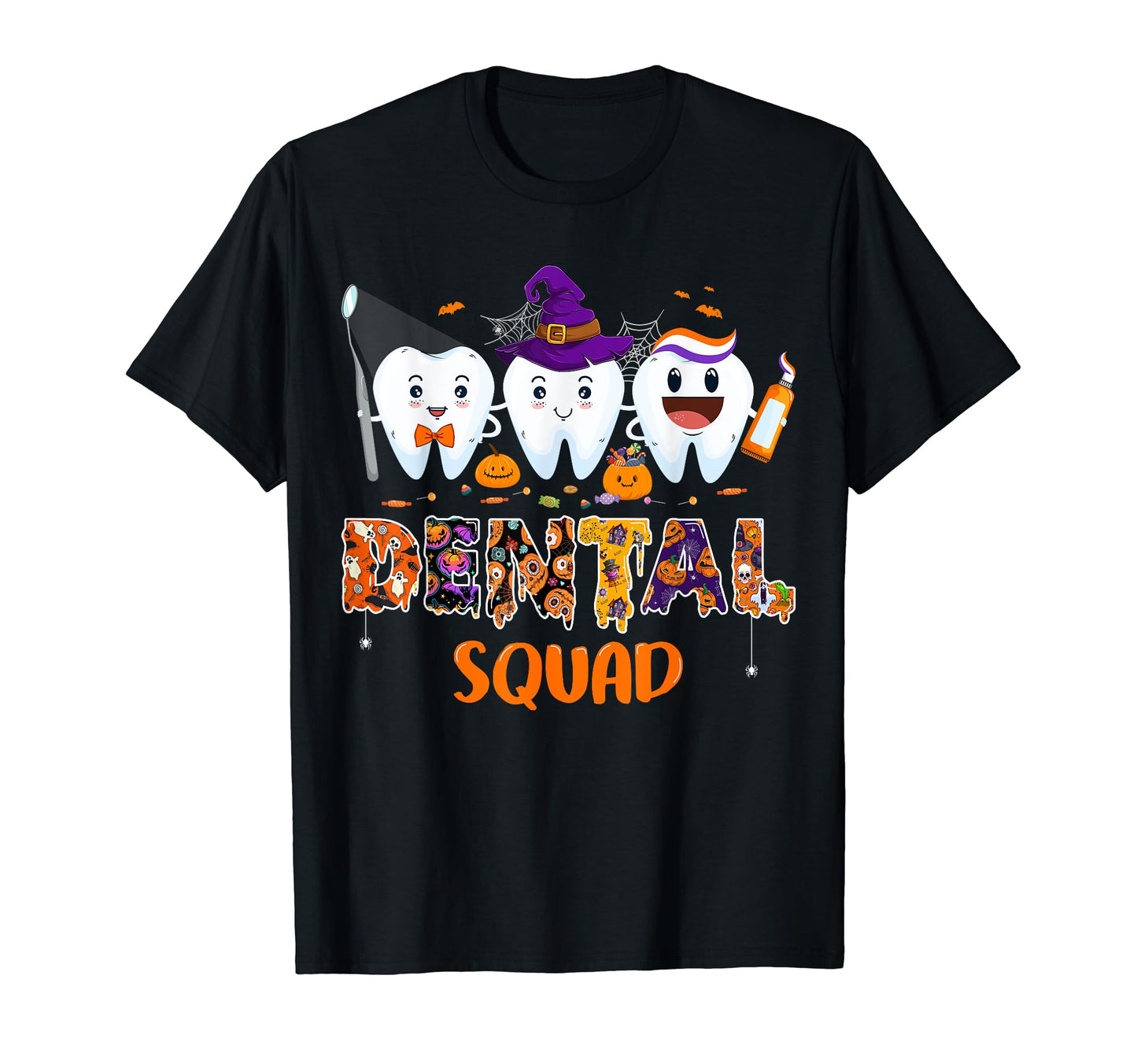 Dental Squad Cute Halloween Trick or Teeth Pediatric Dentist T-Shirt