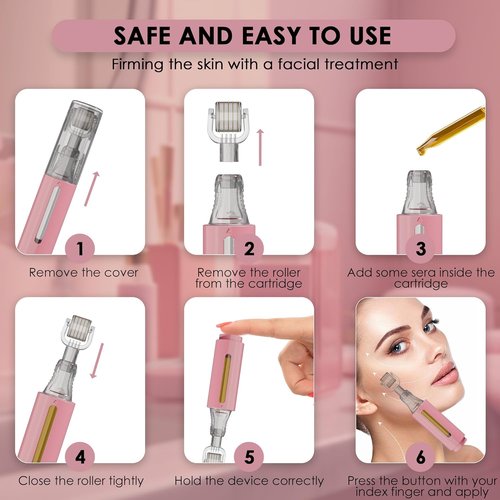 HAMINOS Derma Roller - 0.25 mm Titanium Needles for Lips, Skin, Hair & Wrinkle Treatment | Instant Serum Application