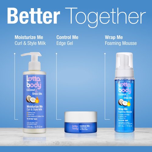 Lottabody Moisturize Me Curl and Style Milk with Coconut & Shea Oils, Lightweight Moisture-Rich Curl-Defining & Frizz-Control Styling Milk for Natural Curly, Coily & Relaxed Hair, 8 oz