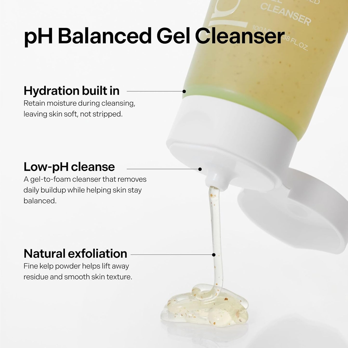 Skiennix pH Balanced Gel Cleanser - Hydrating Korean Foaming Face Wash with Algae11 & Kelp Powder | 100ml/3.38 fl.oz.