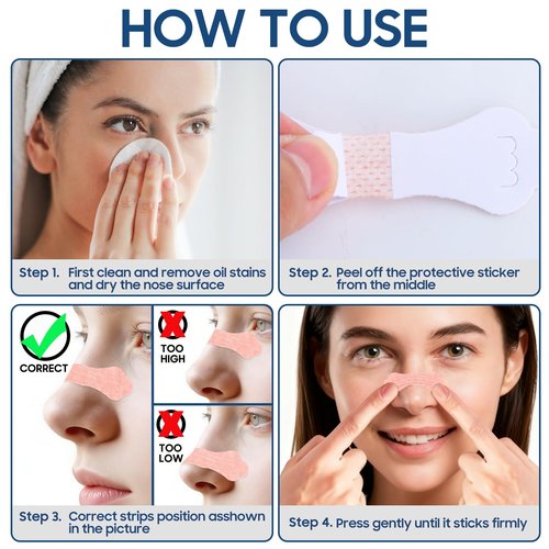 80Pcs Nasal Strips for Snoring - Strong Adhesion Nose Strips for Breathing - Improves Sleep with Nasal Congestion Relief - All Day Use for Sports and Sleep
