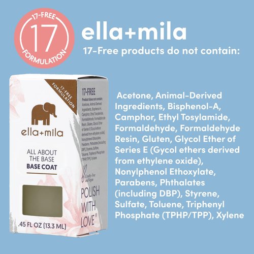 Ella+mila Ridge Filler Base Coat Nail Polish - Smoothing Treatment for Natural Nails | 0.45 fl oz
