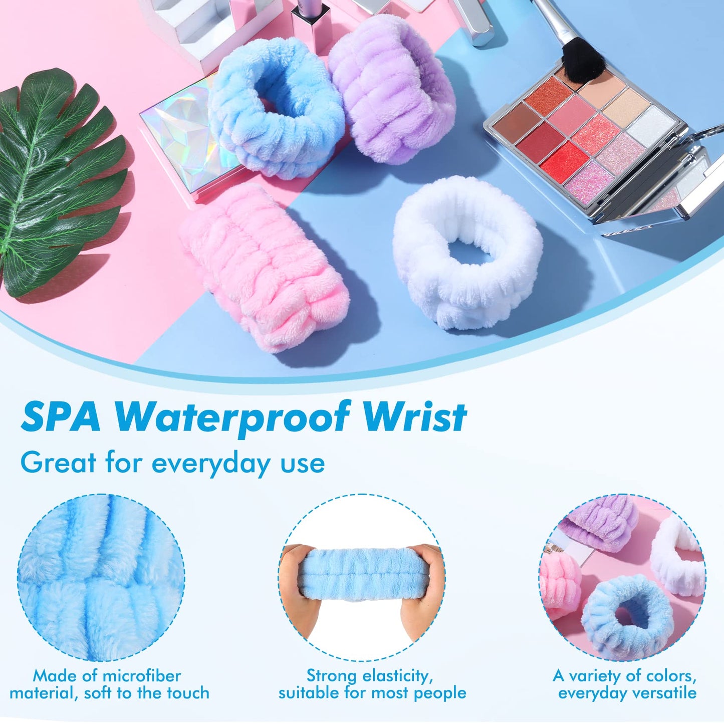 Gift,8 Pcs Face Washing Wristbands Wrist Towels,Facial Cleasing Makeup Remove Wrist washband for Women Girl Prevent Liquid from Spilling,Microfiber Wrist wash Bands