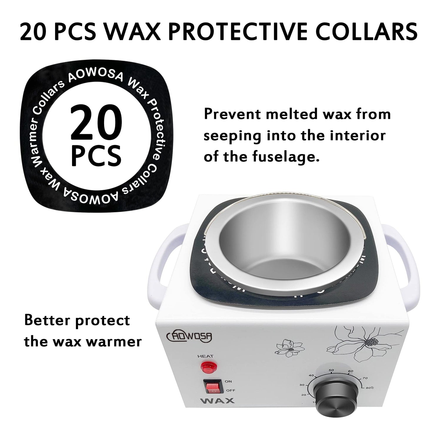 Single Electric Wax Warmer for Hair Removal, Large Paraffin Wax Pot with Adjustable Temperature Set, Facial Skin Body SPA Salon Equipment with 50 Wax Sticks & 20 Collars