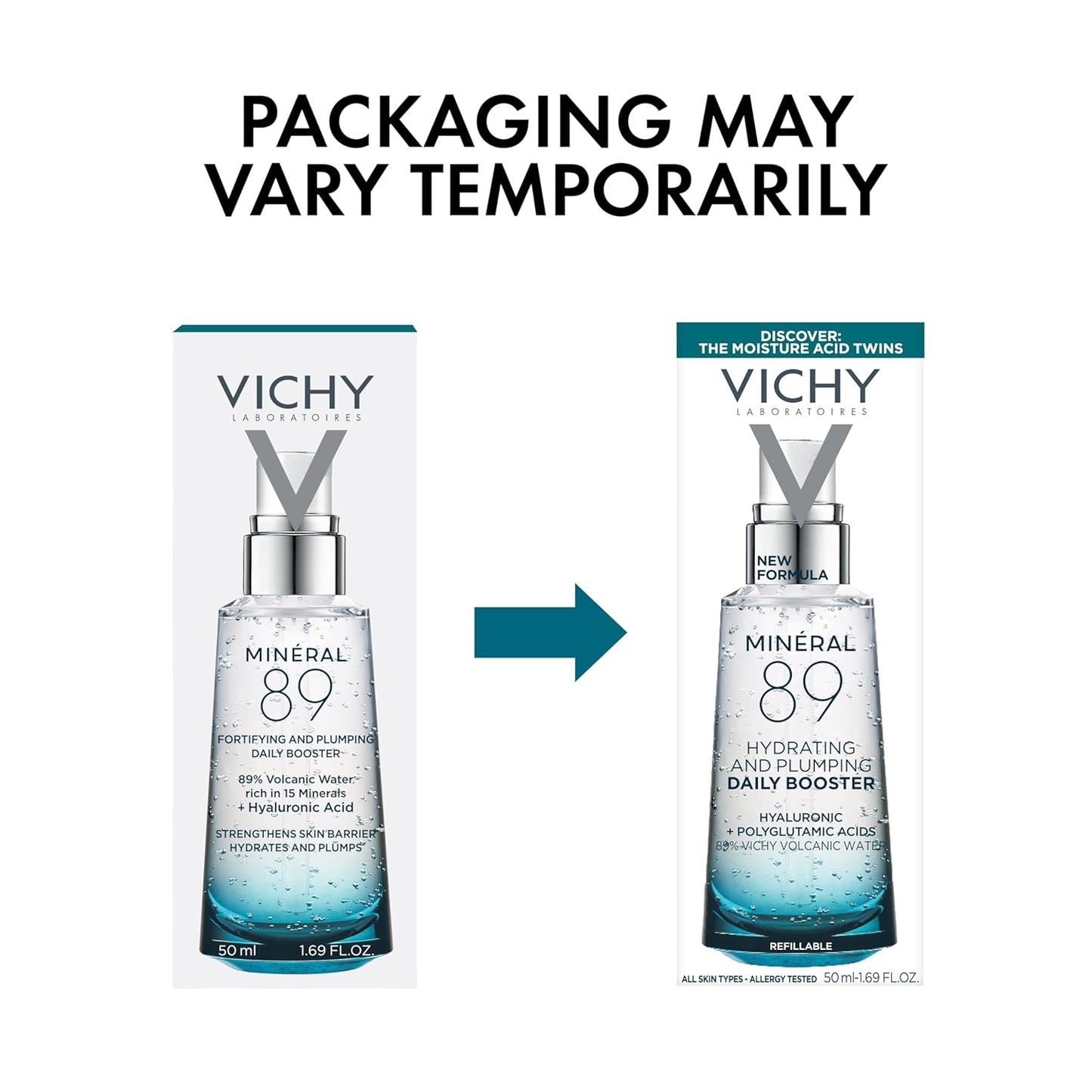 Vichy Mineral 89 Booster - Pure Hyaluronic Acid Serum for Hydration & Skin Barrier Repair | Lightweight & Oil-Free
