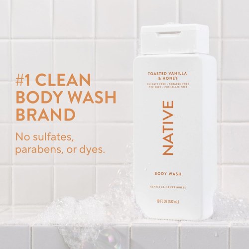 Native Body Wash - Naturally Derived Ingredients for Soft, Hydrated Skin | Toasted Vanilla & Honey, 18 oz