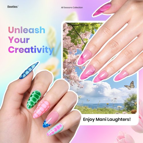 Beetles Gel Nail Polish Set - 36 Colors Year in Shades Gel Polish Kit Pink Yellow Blue Green Nail Gel with Blooming Gel, Base & Top Coat, Nail Tools UV Led Home Salon Manicure Set Gift for Women