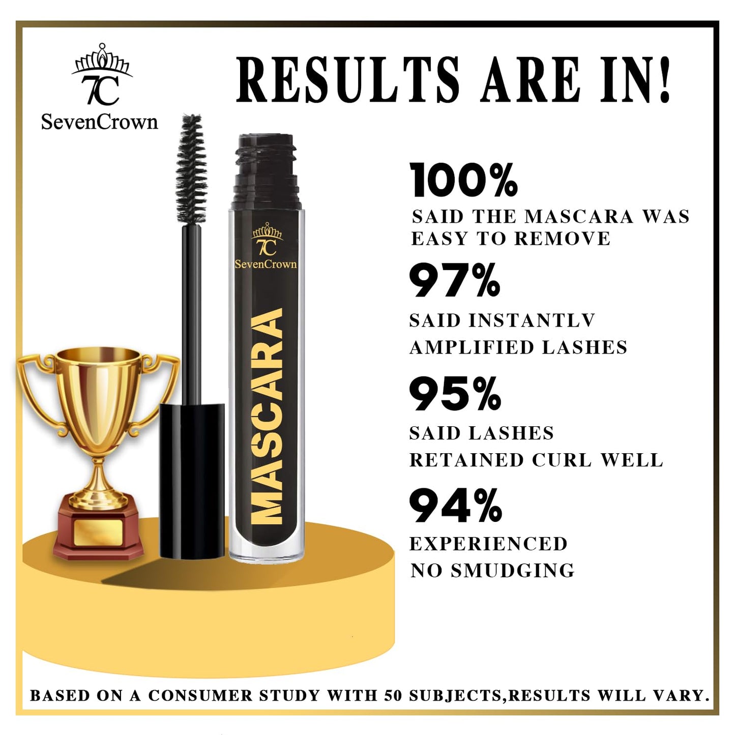 Skiennix Black Waterproof Mascara - Dramatic Volume & Vegan Formula for False Lash Effect