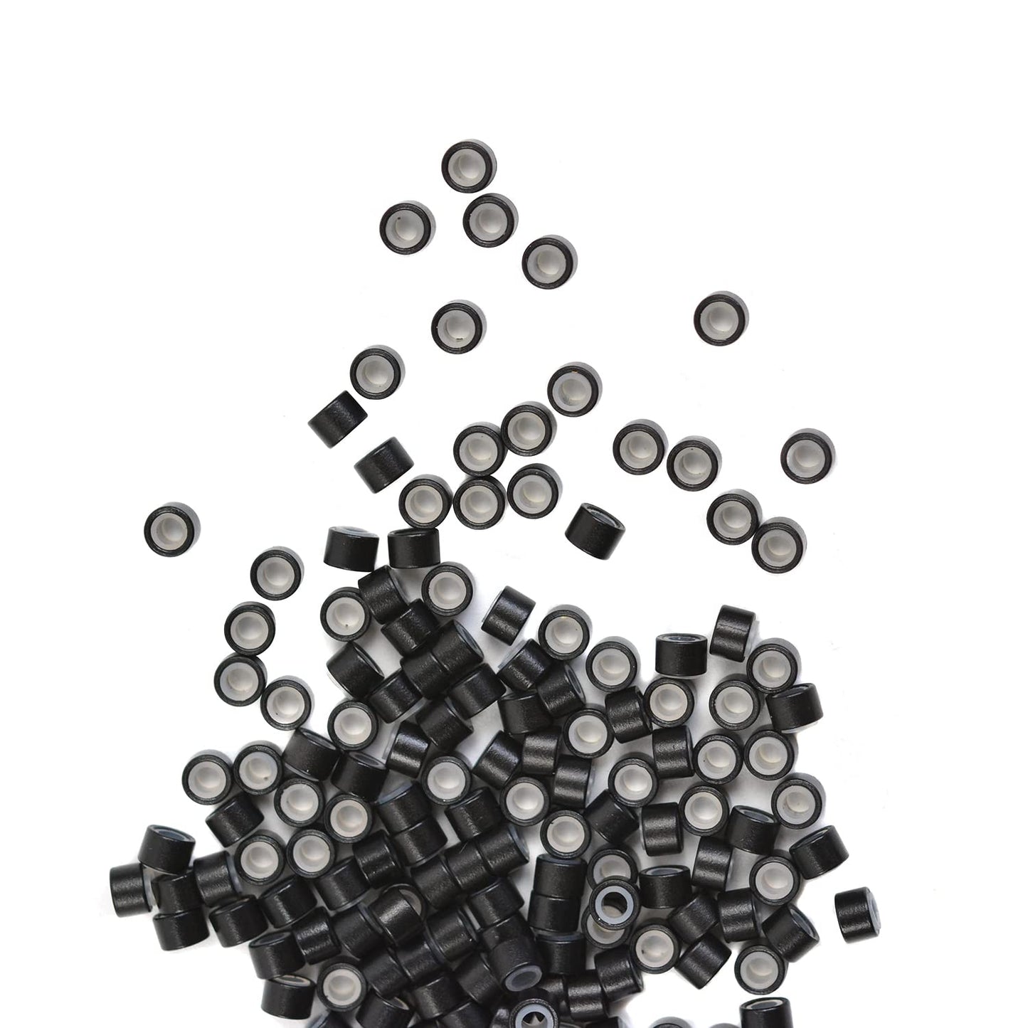 1000 Pcs Silicone Lined Micro Links Beads Hair Extensions Beads 4.0 mm Hair Tinsel Beads for Hair Extensions (Black)