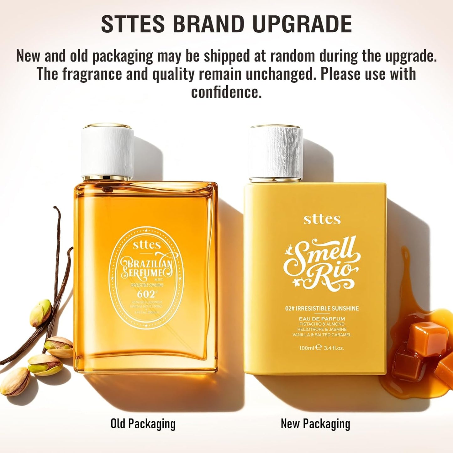 Sttes Perfume Irresistible Sunshine Eau de Parfum - Sweet Pistachio, Vanilla & Salted Caramel, 100ml (3.4fl oz)
