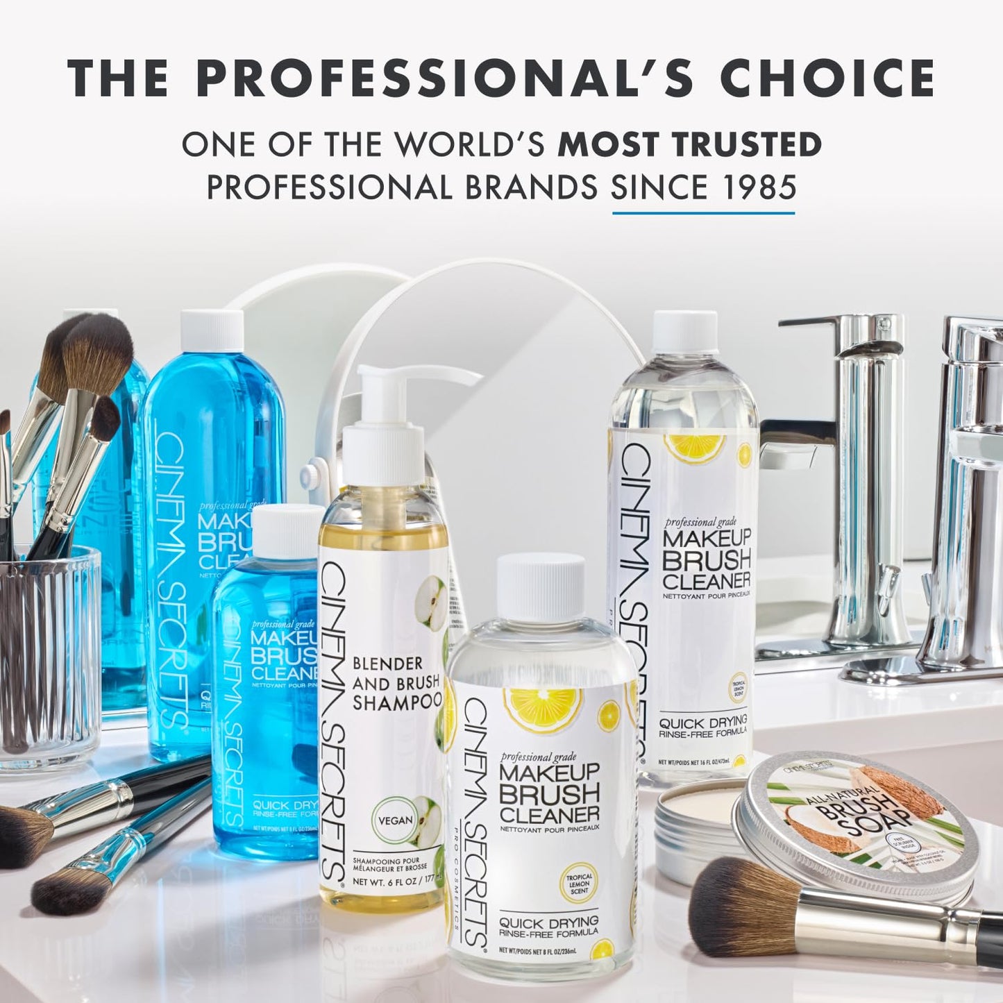 Cinema Secrets Professional Makeup Brush Cleaner - 8oz Kit for Effortless Brush Care