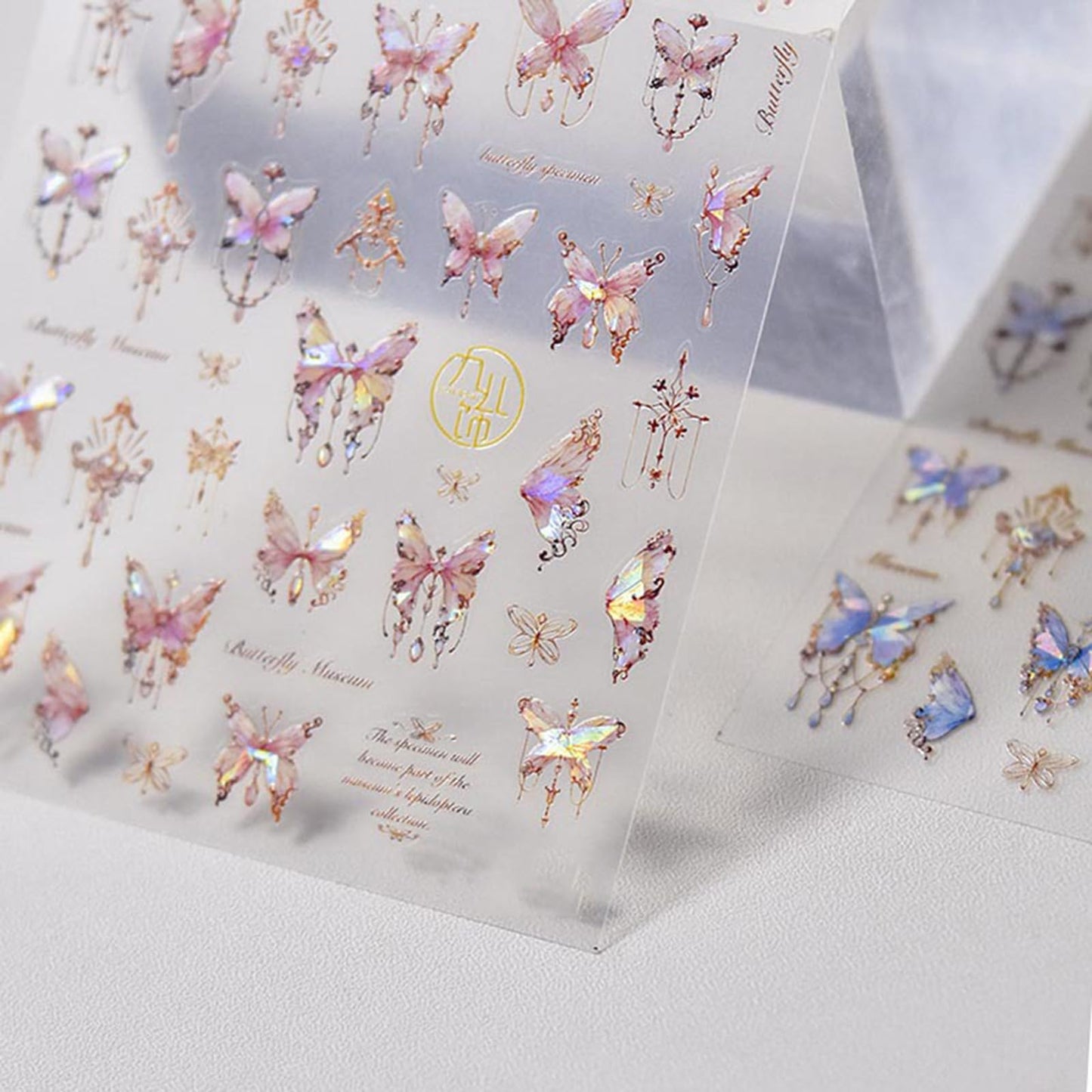 Shell Light Butterfly Nail Art Stickers 5D Embossed Nail Decals Pink Butterfly Nail Art Design Self Adhesive Nail Supplies Spring Butterfly Nail Stickers for Women Nail Decoration (Pink Butterfly)