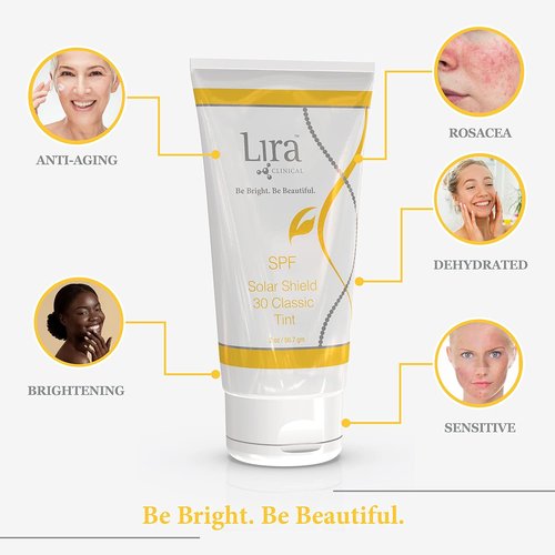 Lira Clinical Solar Shield 30 - Classic Tint Sunscreen | 2oz (60ml) for Superior UV Protection