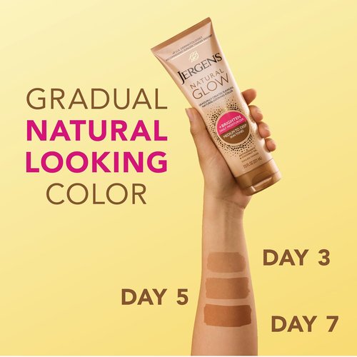 Jergens Natural Glow Self Tanner - Daily Moisturizer for Medium to Deep Skin Tone | 7.5 Oz with Coconut Oil & Vitamin E