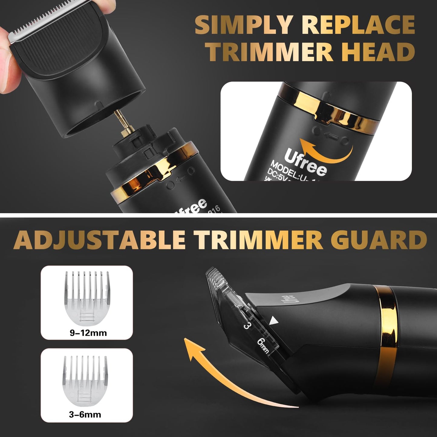 Ufree Body Hair Trimmer for Men, Manscape Ball Pubic Hair Trimmer, 3 in 1 Men Grooming Kit for Groin, Waterproof Body Electric Shaver Razor, Replaceable Ceramic Blade, Gifts for Men, Black