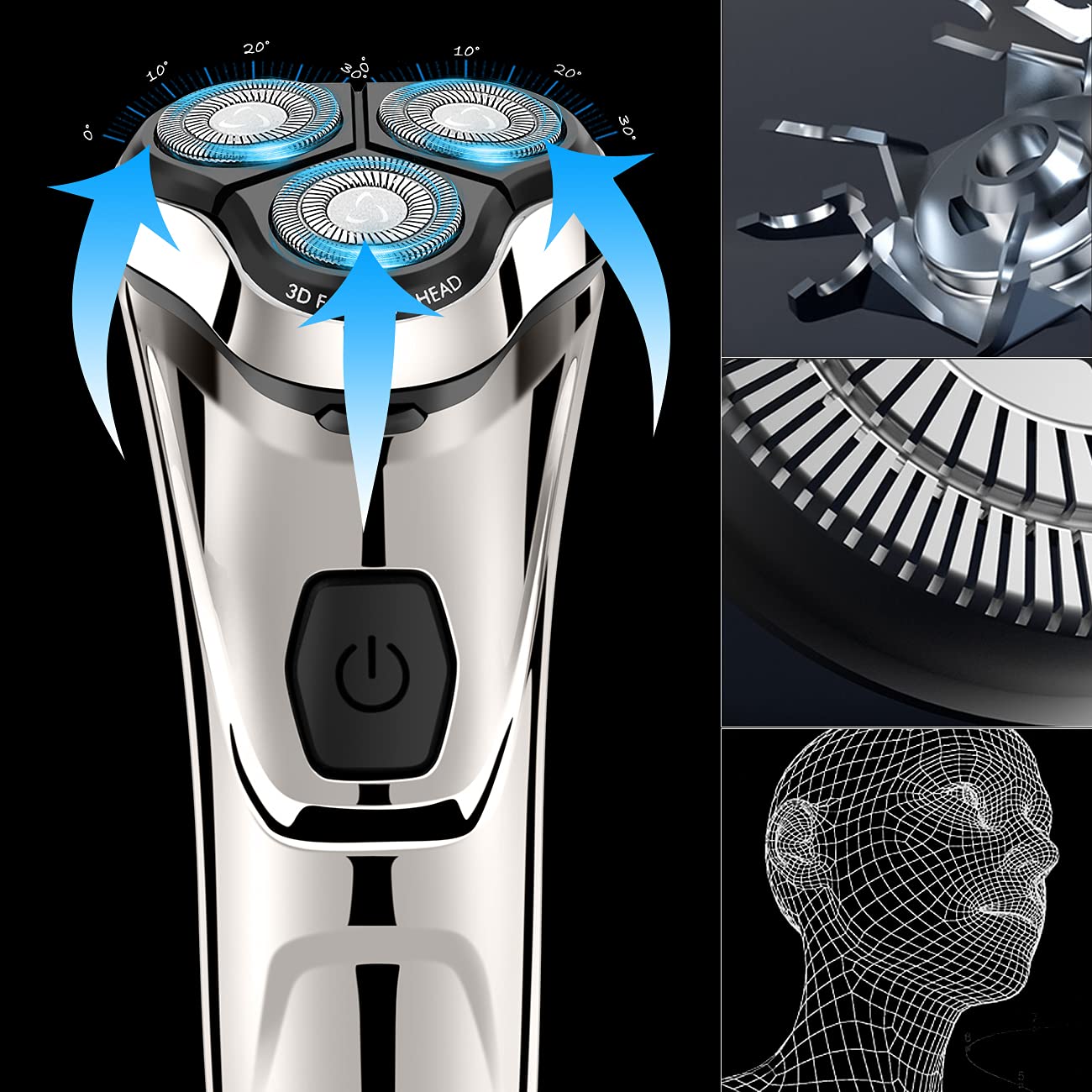 Skiennix Electric Razor for Men - Cordless Waterproof Shaver with Pop-Up Trimmer | USB Rechargeable