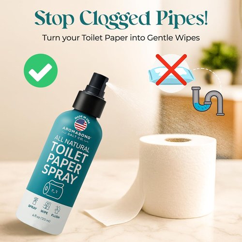 Aromasong 100% Natural Toilet Paper Spray - Flushable Wet Wipe Alternative | Septic Safe, 4 fl oz
