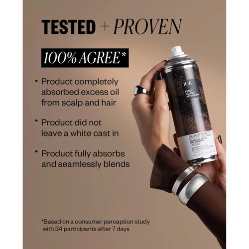 IGK First Class After Dark Charcoal Detox Dry Shampoo for Dark & Brunette Hair | Brown Tinted No White Residue Spray Adds Volume + Texture | Oil Absorbing & Odor Eliminating Formula | 6.5oz