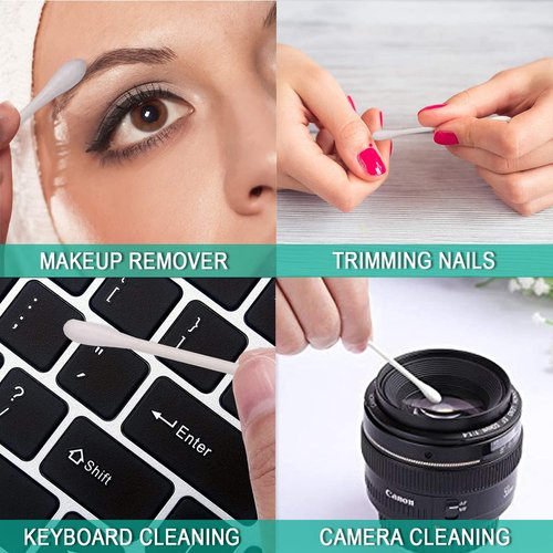 200 Pack Cotton Swabs, Individually Wrapped Cotton Swab, Individually Wrapped Double Tipped Paper Sticks for Ear, Make-up(Double Round End)