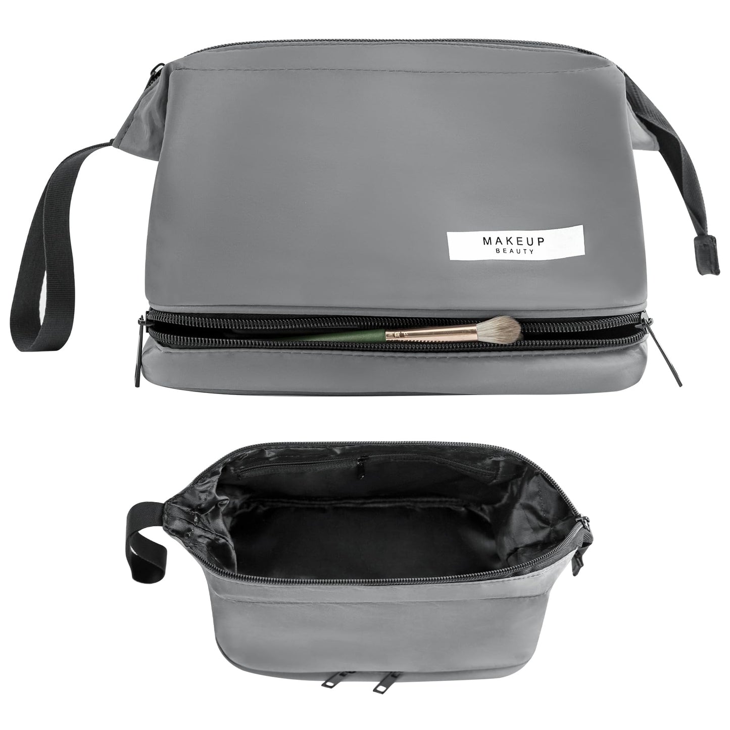 Travel Makeup Bag Cosmetic Bag Makeup Bag Toiletry bag for women and men (Large Grey)