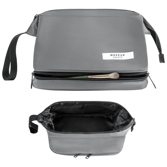 Travel Makeup Bag Cosmetic Bag Makeup Bag Toiletry bag for women and men (Large Grey)