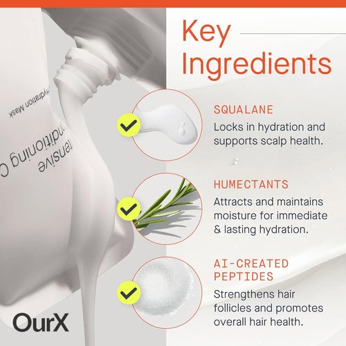 OurX Hydration Hair Mask - Intensive Conditioning for Curly, Coily & Frizzy Hair (300ml) | Deep Moisture & Repair with Peptides + Squalane