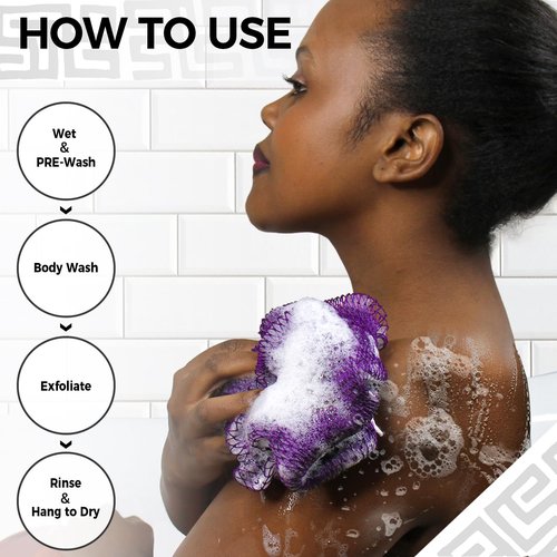 African Net Sponge Authentic - 2 Pieces Real African Loofah Shower Sponges - Body Scrubber Exfoliating Washcloth - Africa Bath Sponges for Back Scrubber Shower Accessories